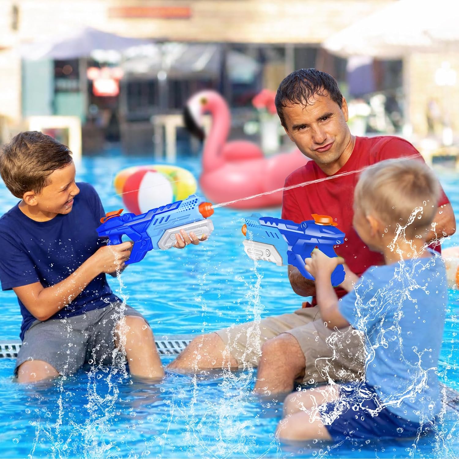 Detalle 2 de Quanquer 3 Pack Water Guns for Kids & Adults – 600cc High Capacity Soaker Blaster (Blue)