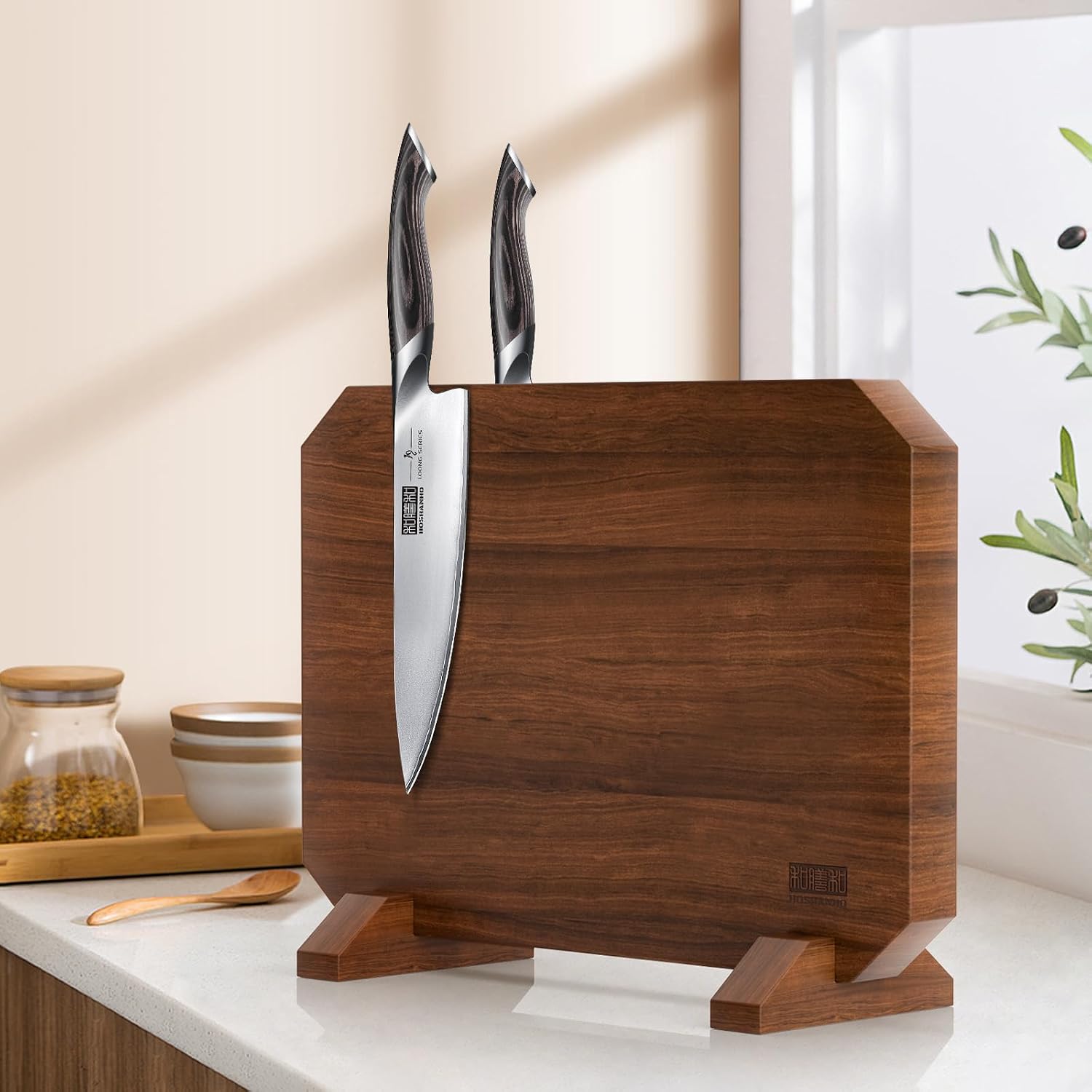 Thumbnail 6 de HOSHANHO Magnetic Knife Block, Acacia Wood