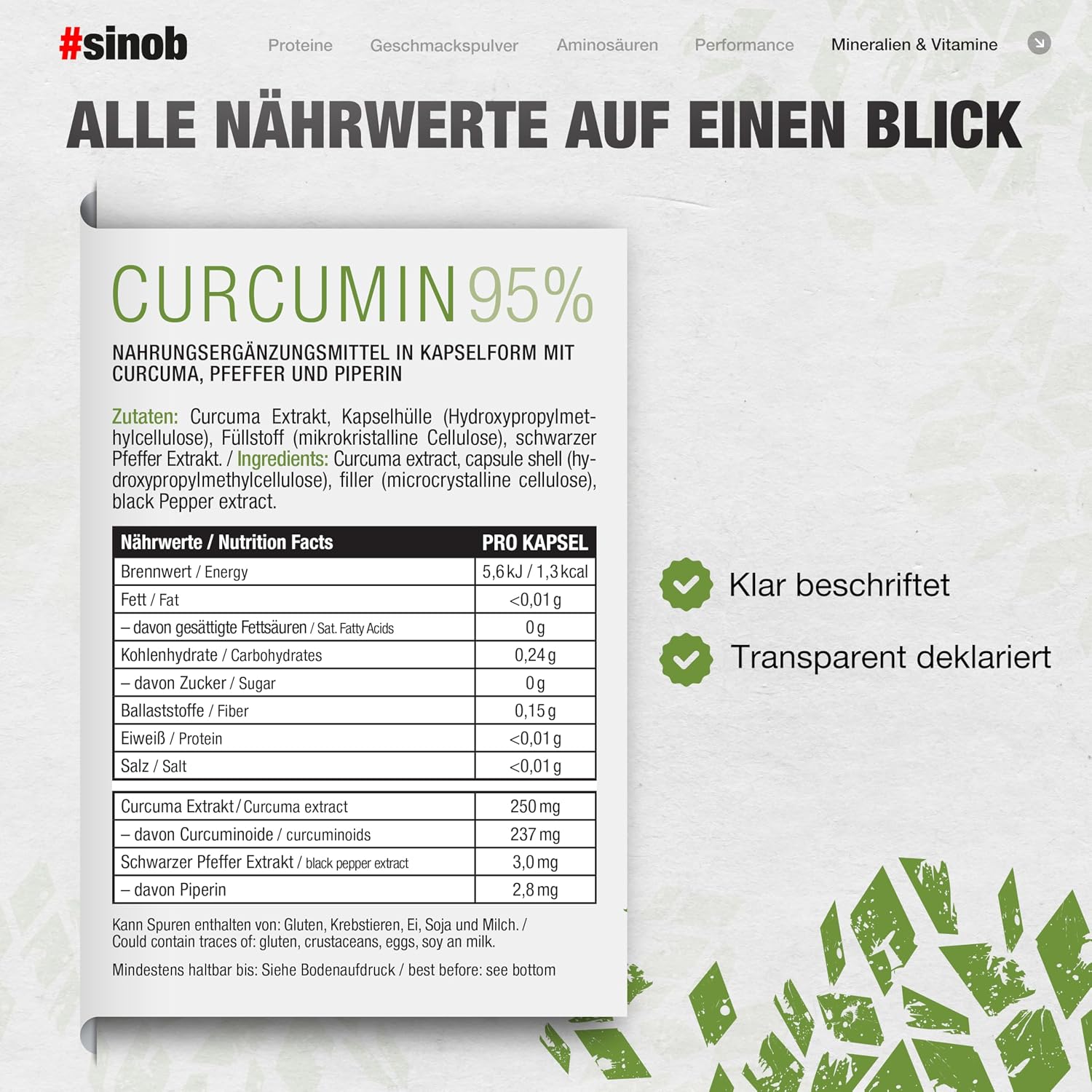 Detalle de Curcumin 95% Kurkuma Kapseln 60 đź’Š