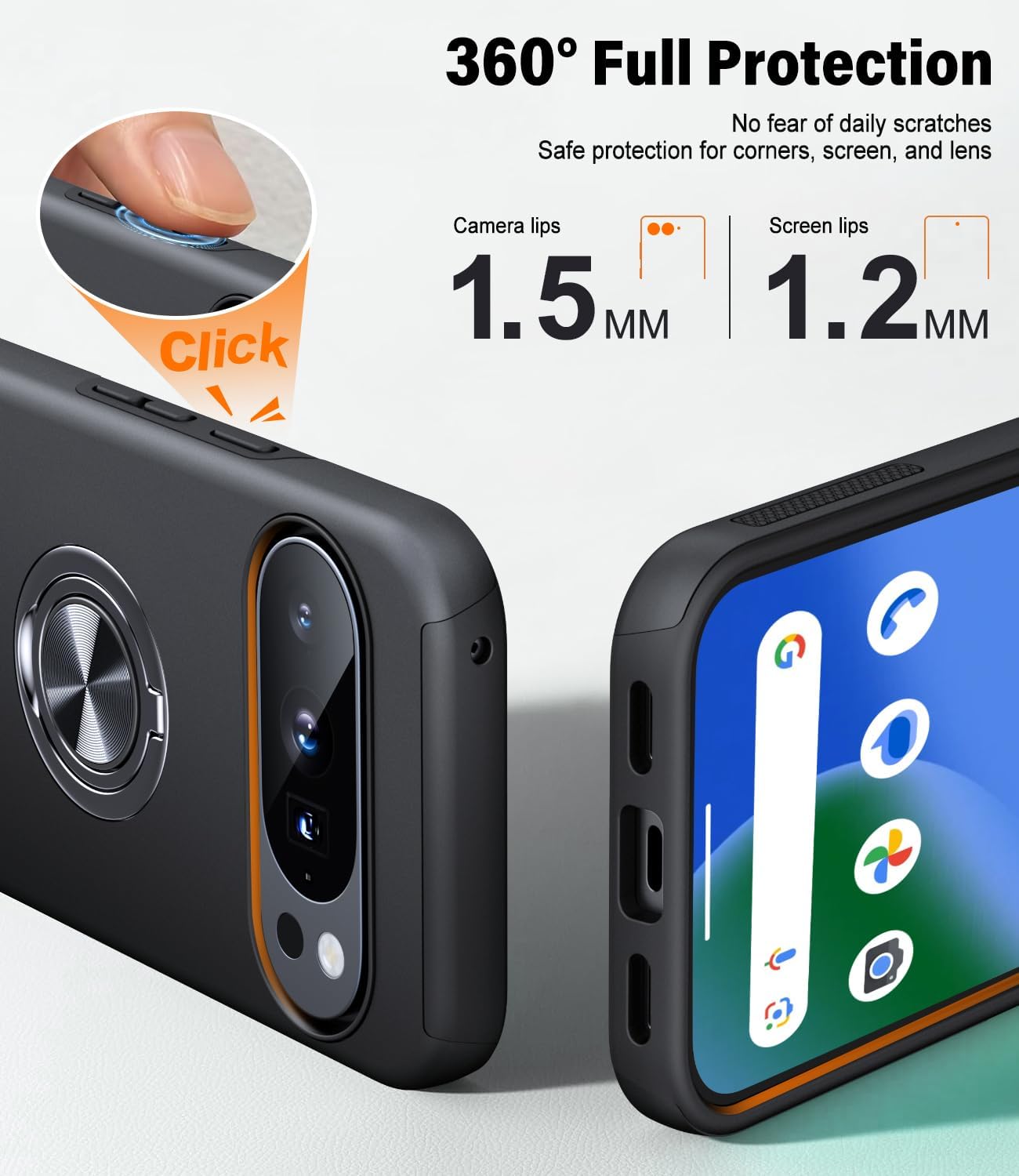 Thumbnail 4 de AOUIA Google Pixel 10 Pro case with 360° ring