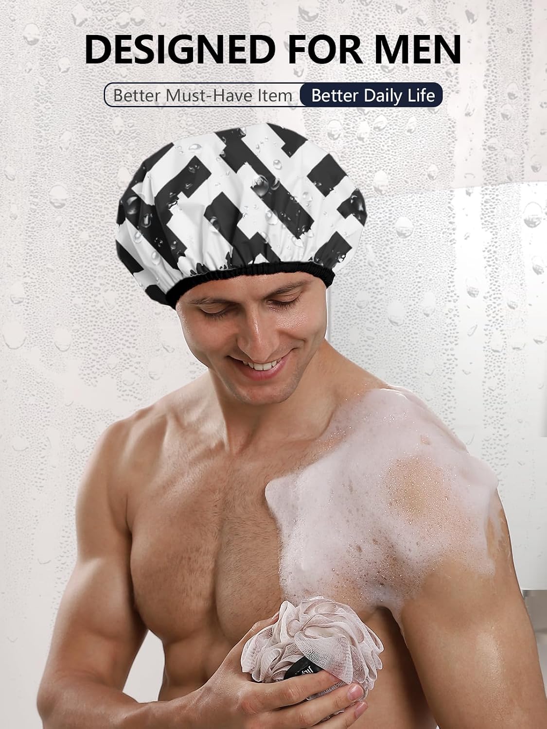 Detalle 2 de Years calm YC-GS-NY Reusable Men’s Shower Cap, Waterproof Dual-Layer