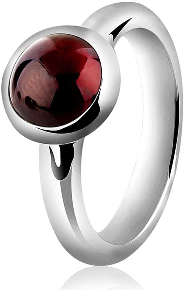 Detalle de Nenalina Silberring aus 925 Sterling Silber mit rundem 8-mm Granat-Cabochon