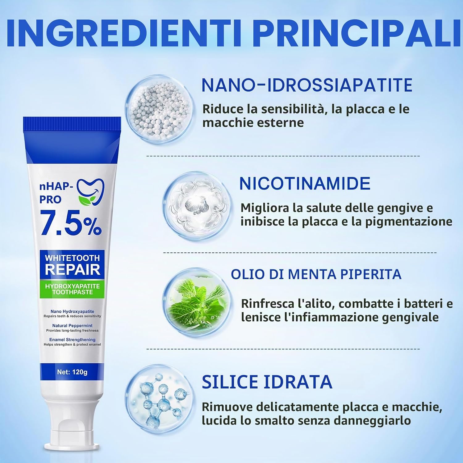 Detalle 2 de Feeliville Dentifricio all'idrossiapatite 120 g 🦷