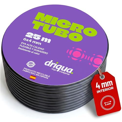 Detalle de Manguera de Riego por Goteo Microtubo 4 mm (6x4) 25 m – EVA Flexible y Resistente, Fabricada en España