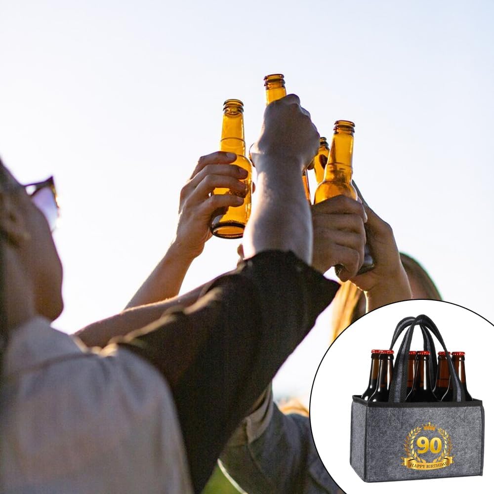 Detalle de Anicy 90th Birthday Gifts Bottle Carrier – 6-Bottle Bag in Grey (UK)