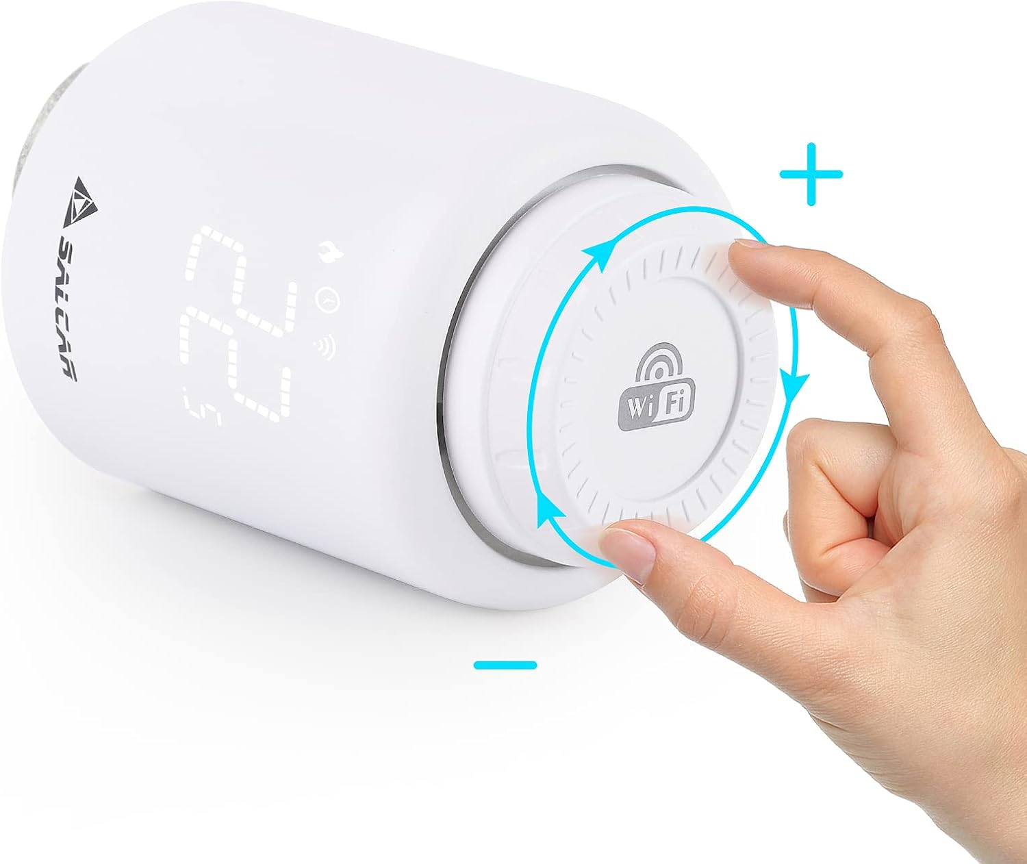 Detalle 2 de SALCAR Pack de 3 Têtes Thermostatiques Connectées WiFi – Compatible Alexa & Google Assistant