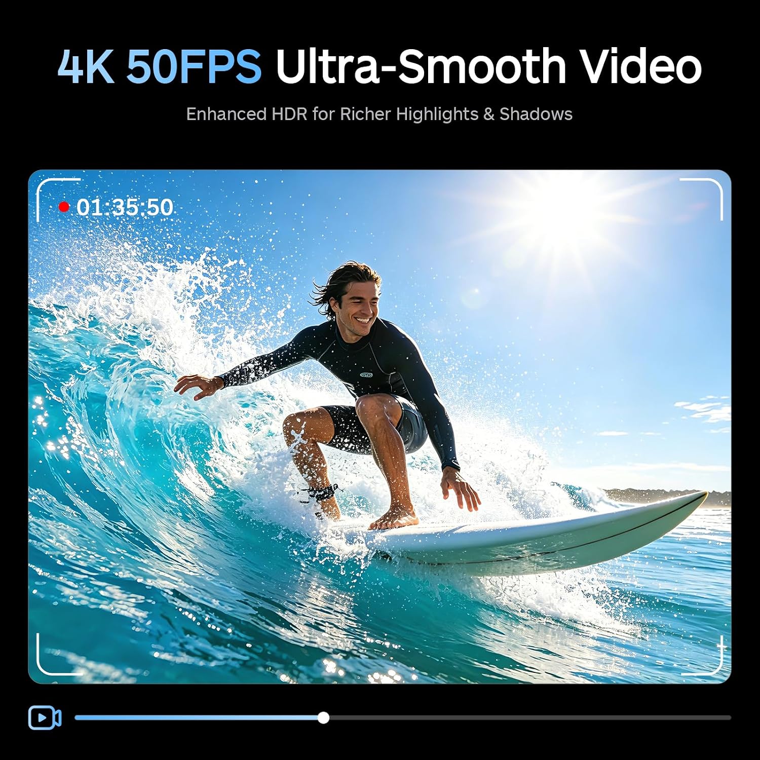 Thumbnail 1 de XTU S7 PRO 4K Action Camera 50fps – Super 5.0 Stabilisation, AI ISP, Dual Screen