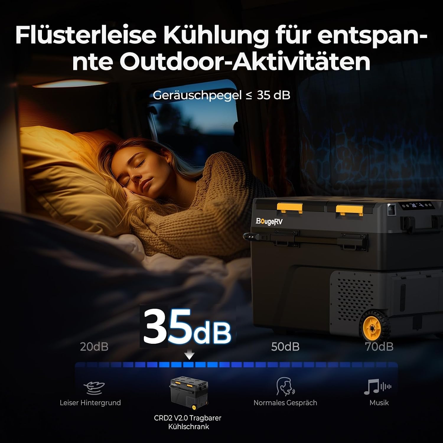 Thumbnail 6 de BougeRV CRD2 V2.0 49L Kompressor Kühlschrank mit Akku 240Wh – Dualzone, App-Steuerung und Offroad‑Design