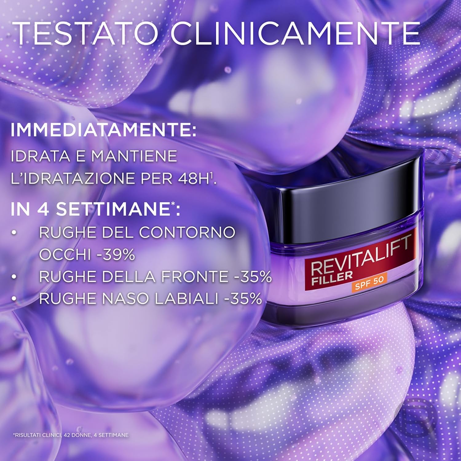 Thumbnail 1 de L’Oréal Paris Revitalift Filler SPF50: crema viso giorno anti-rughe con acido ialuronico, per tutti i tipi di pelle