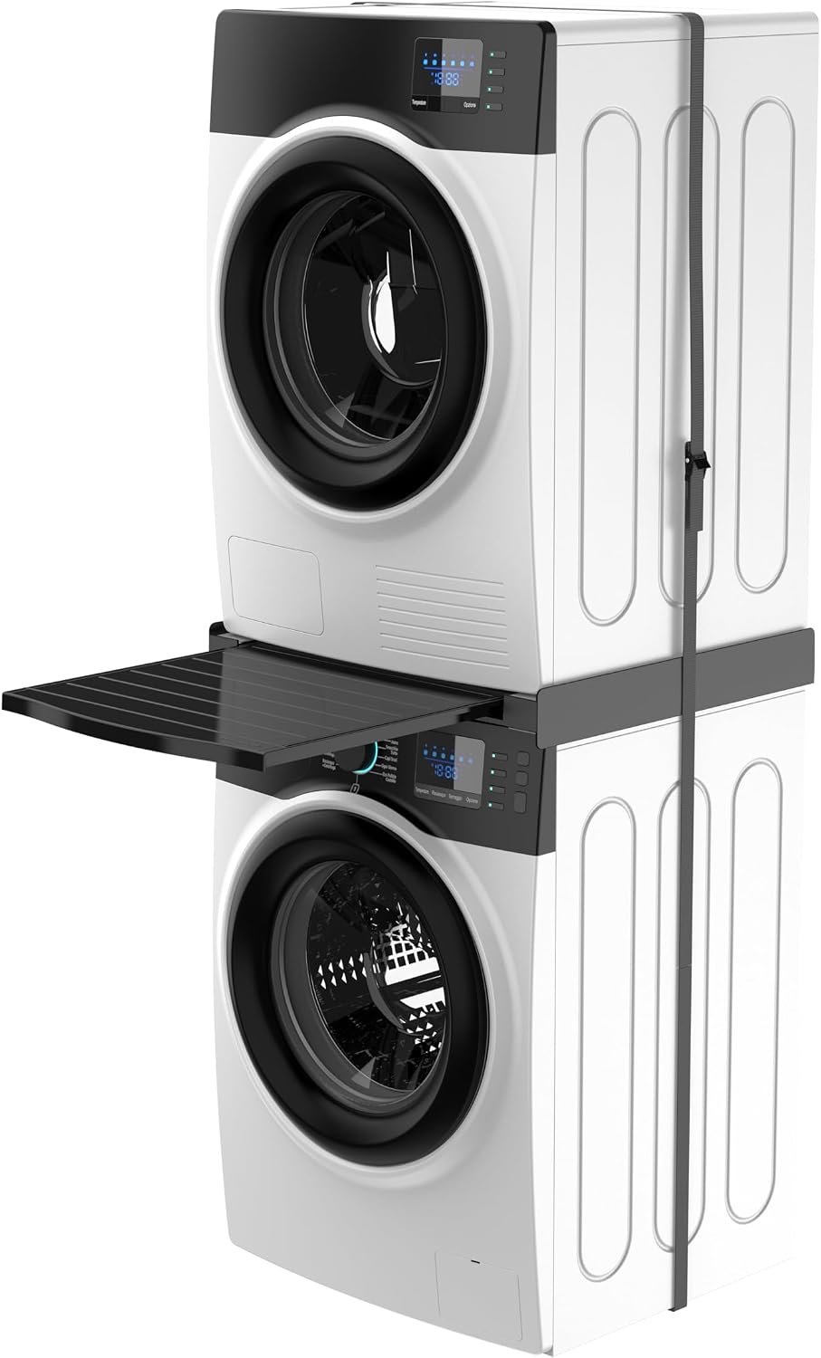 Thumbnail 6 de Meliconi Torre Noir Shelf Washer-Dryer Stacking Kit, Black, Removable Shelf