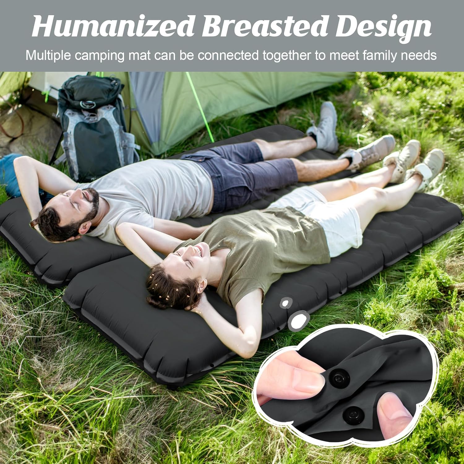Thumbnail 3 de Hsweeth Matelas Camping Auto-gonflant 12 cm – Tapis 195 x 64 cm, Pompe à Pied, Ultra-léger et Imperméable