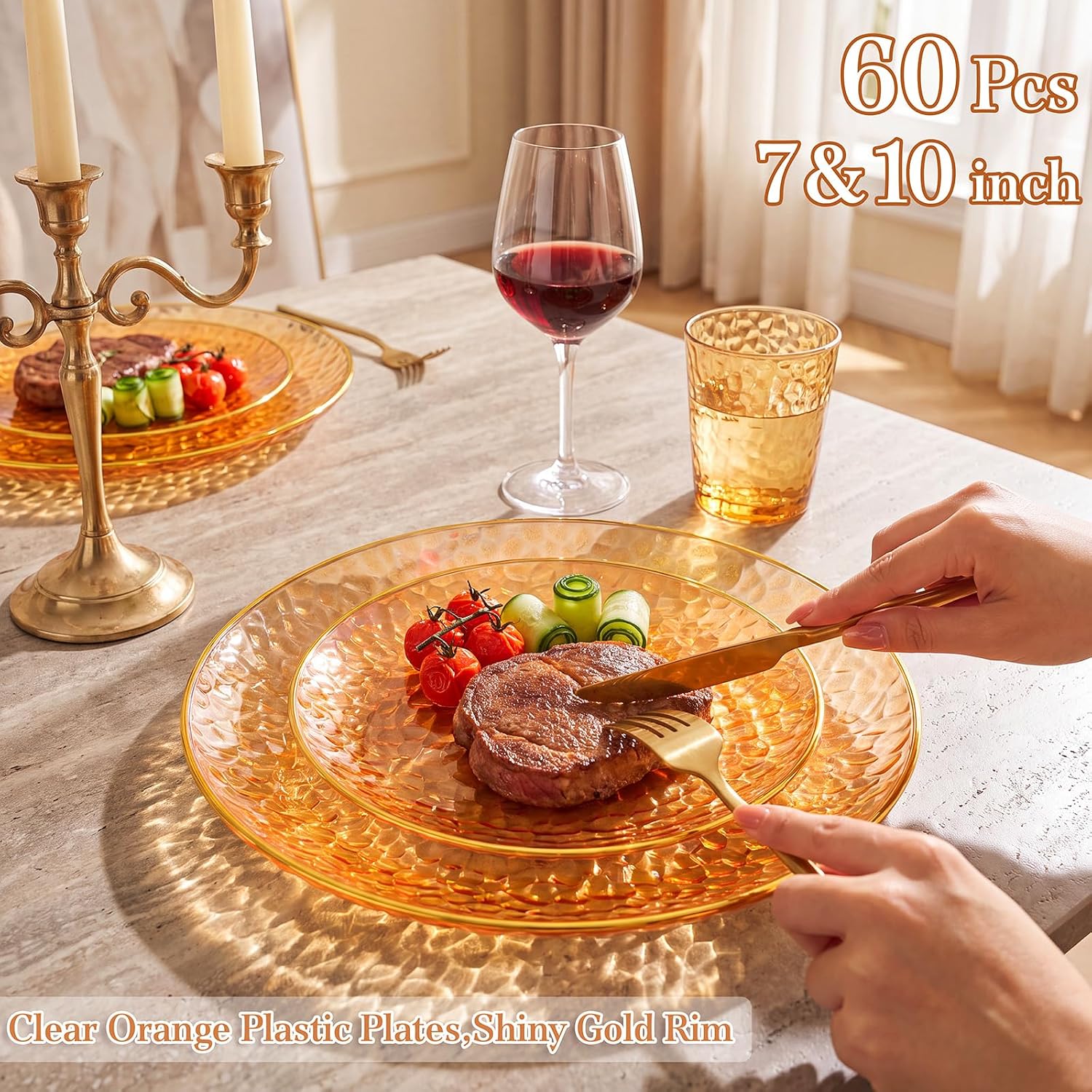 Detalle de Rubtlamp Plastic Plates, 60-Piece Set