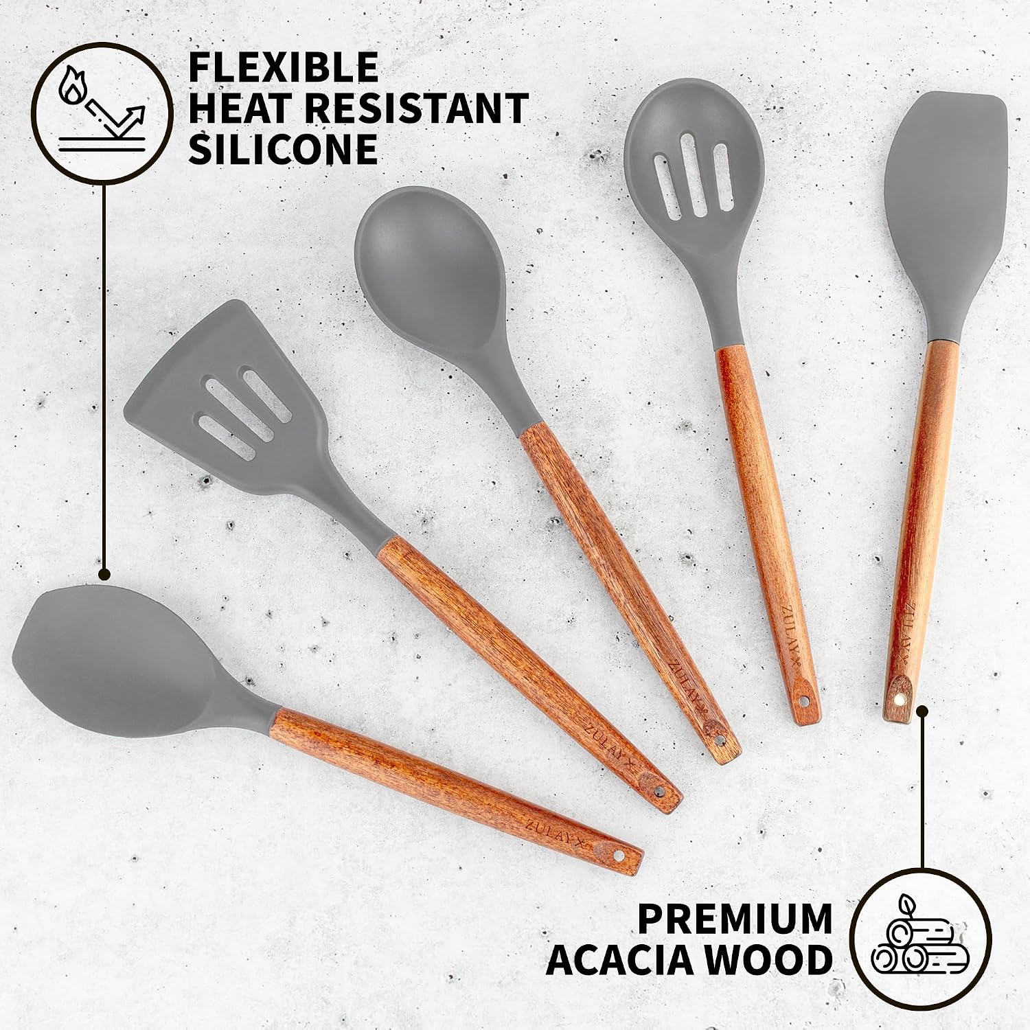 Detalle de Zulay Kitchen Silicone Utensil Set 5-Piece