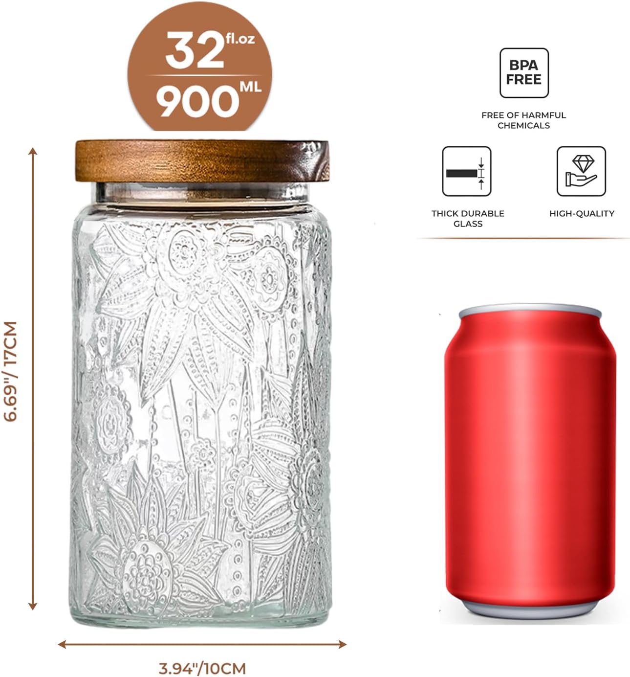 Thumbnail 1 de Adodeen 32oz vintage glass storage jars