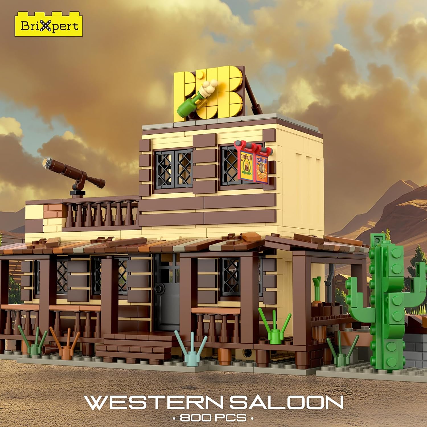 Thumbnail 1 de Mould King 24072 Wild West Architecture: Mini-Wildwest-Saloon aus 800 Bausteinen — Details, DIY-Kosmos und Desktop-Dekoration