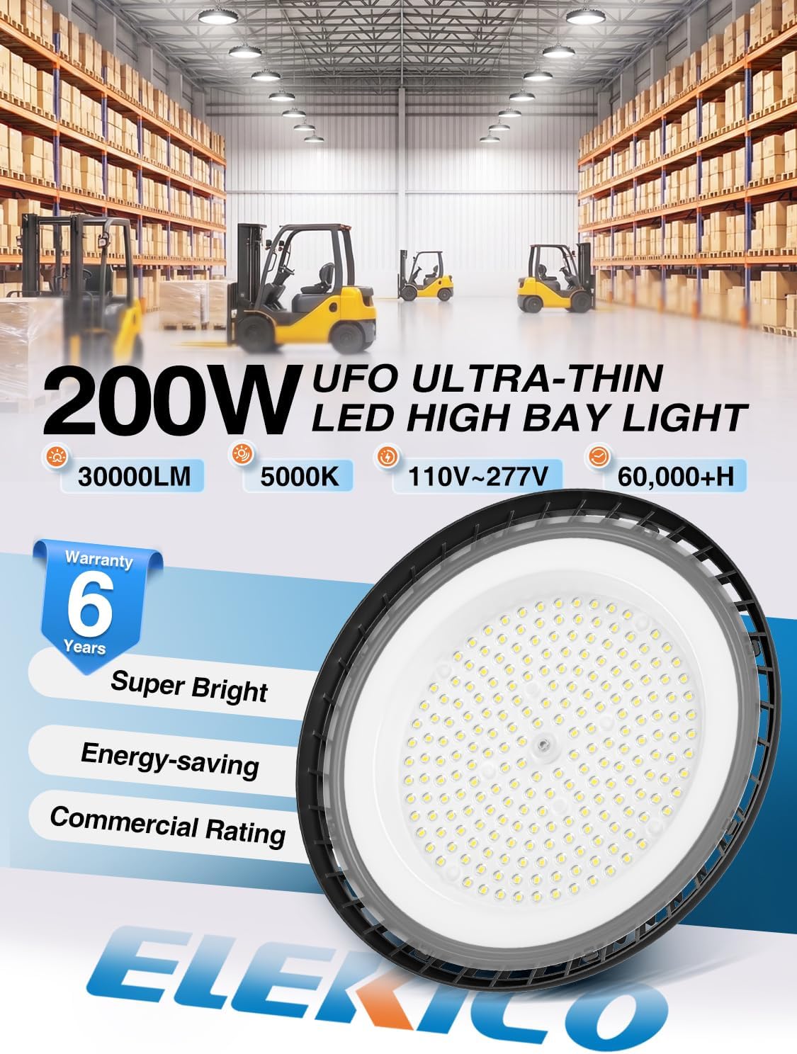 Detalle de ELEKICO UFO LED High Bay Light 200W