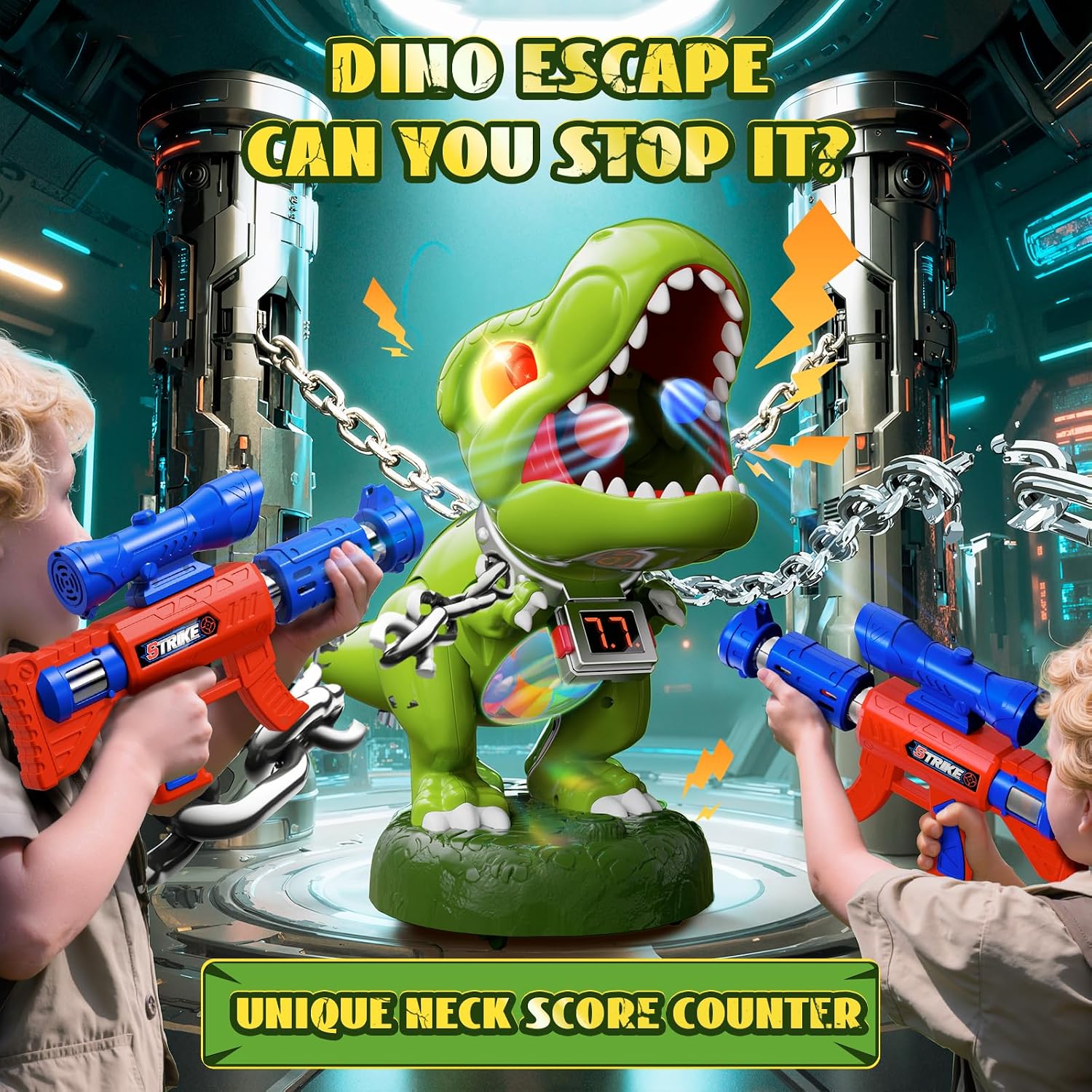 Thumbnail 5 de Realistic Dinosaur Moveable Shooting Toys 2-pack