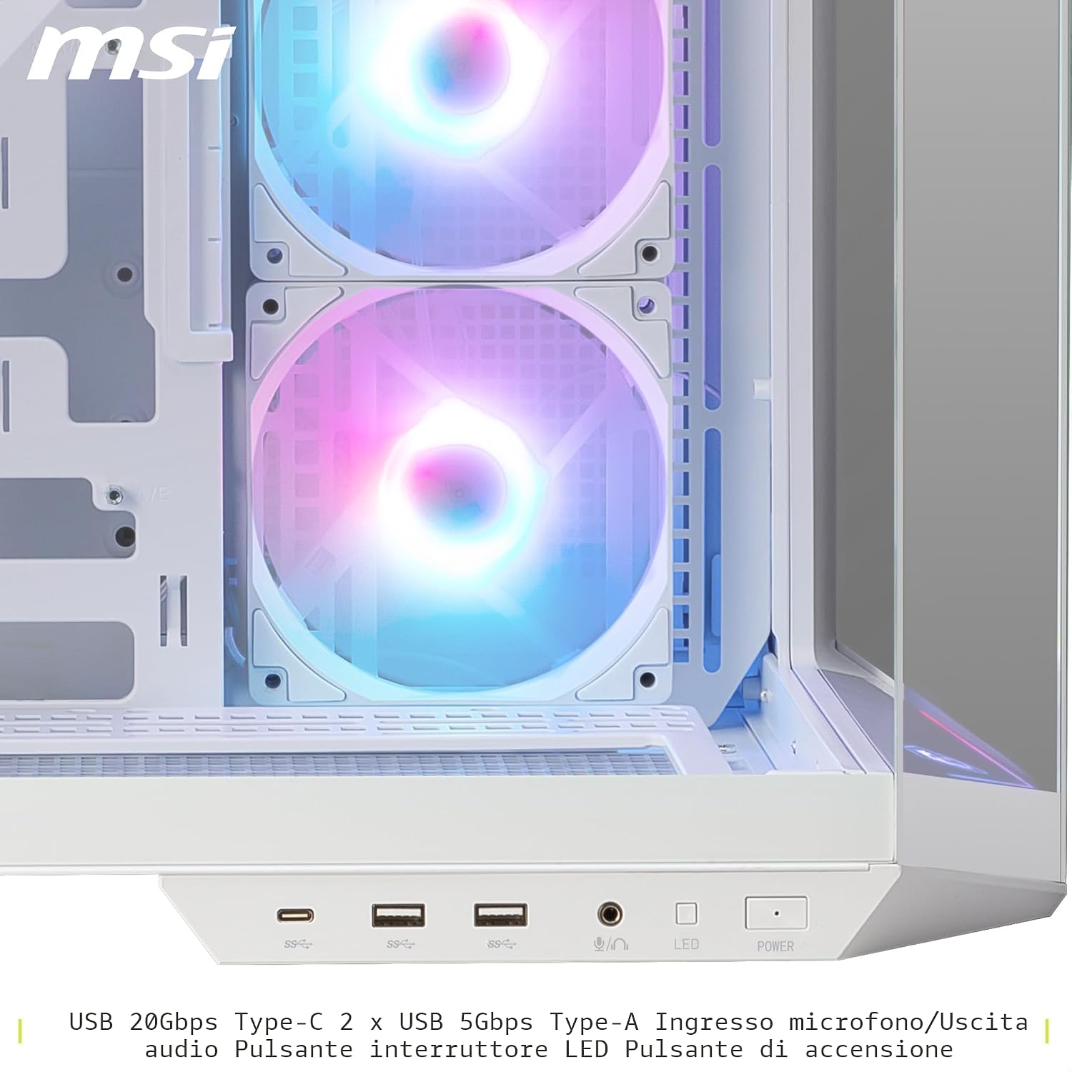 Thumbnail 5 de MSI MAG PANO 100R PZ WHITE: Case ATX con raffreddamento efficiente, GPU verticale e protezione antipolvere