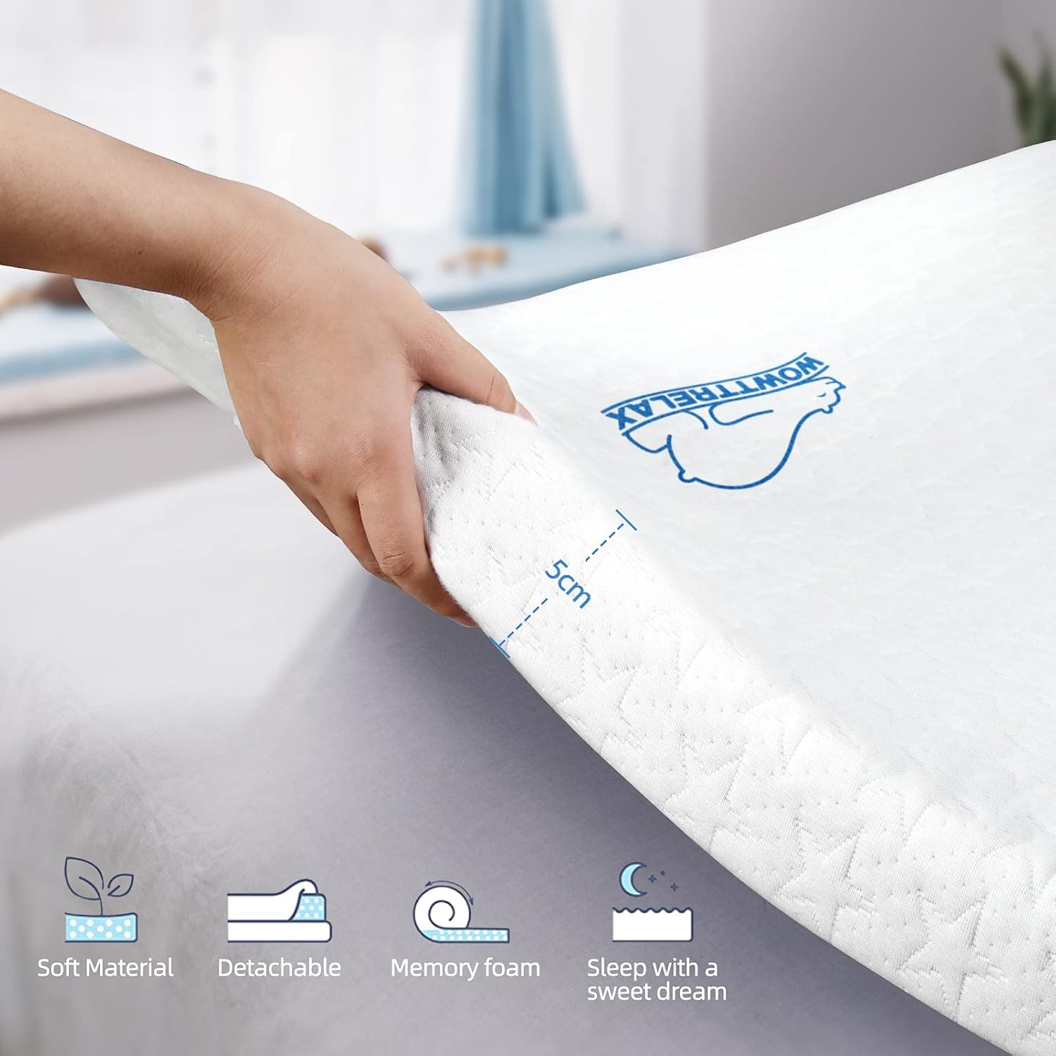 Detalle de WOWTTRELAX memory foam topper 5cm