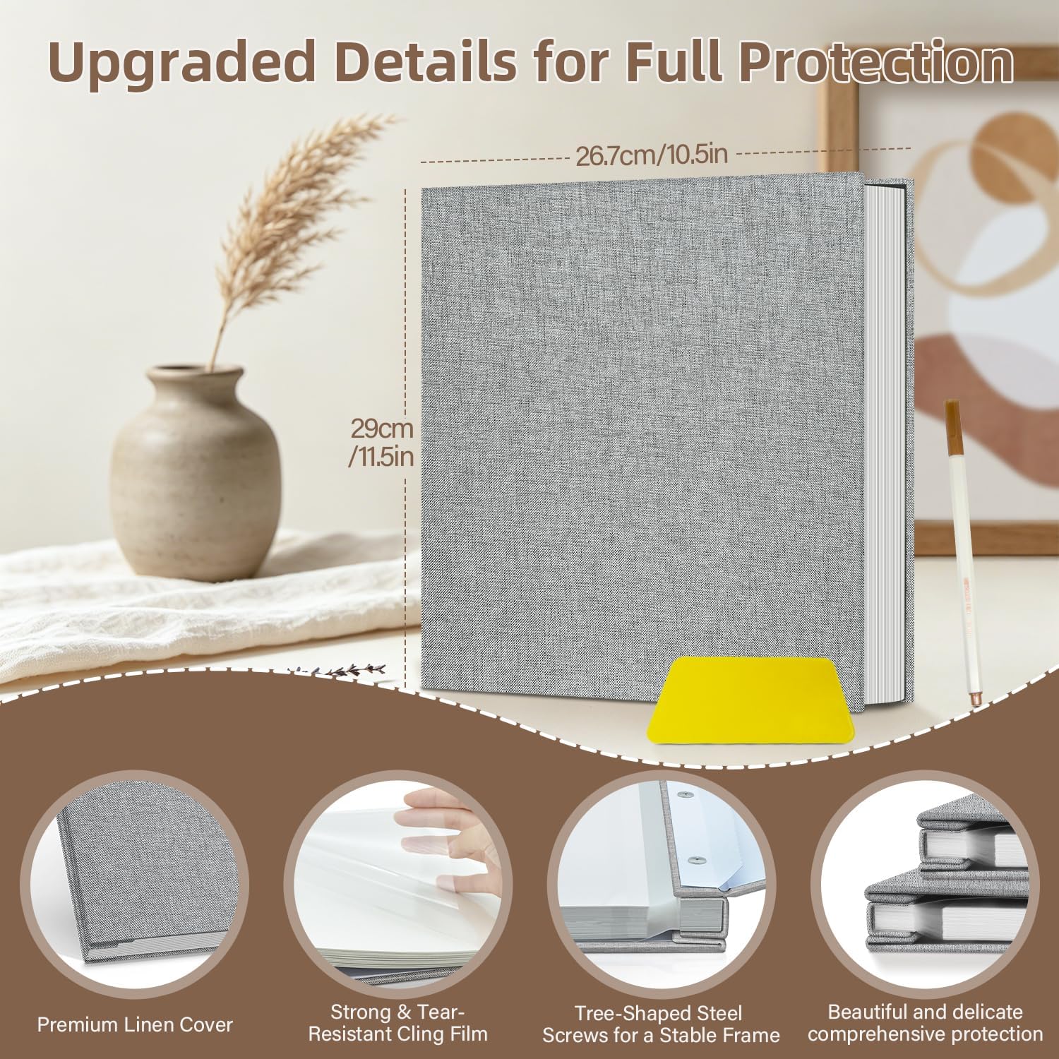 Detalle de Popotop photo-03 Self-Adhesive Photo Album, 40 Pages, Linen Cover