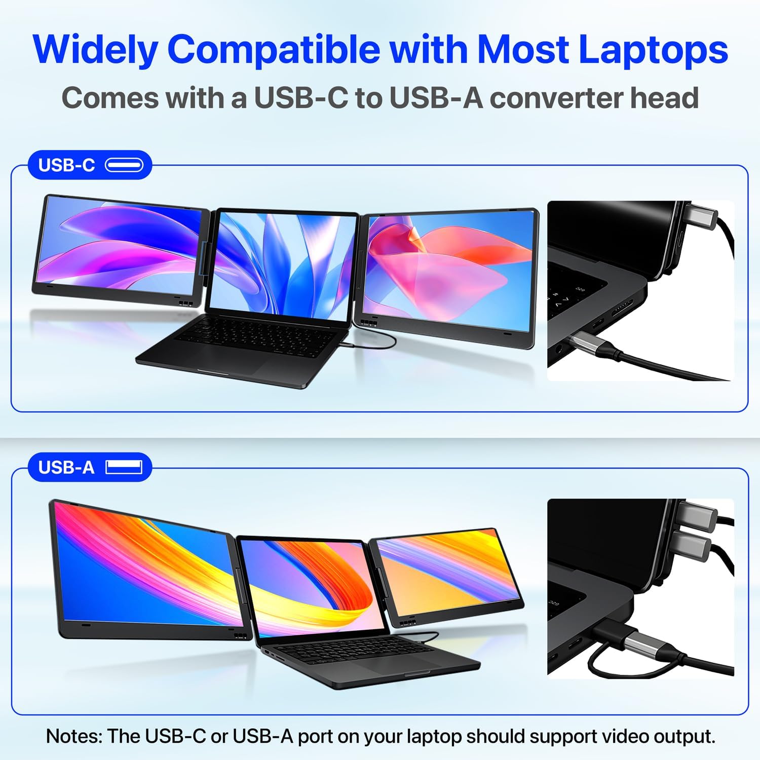 Thumbnail 3 de KPKUE X90A 14-inch Laptop Screen Extender: Triple Screen On One Cable