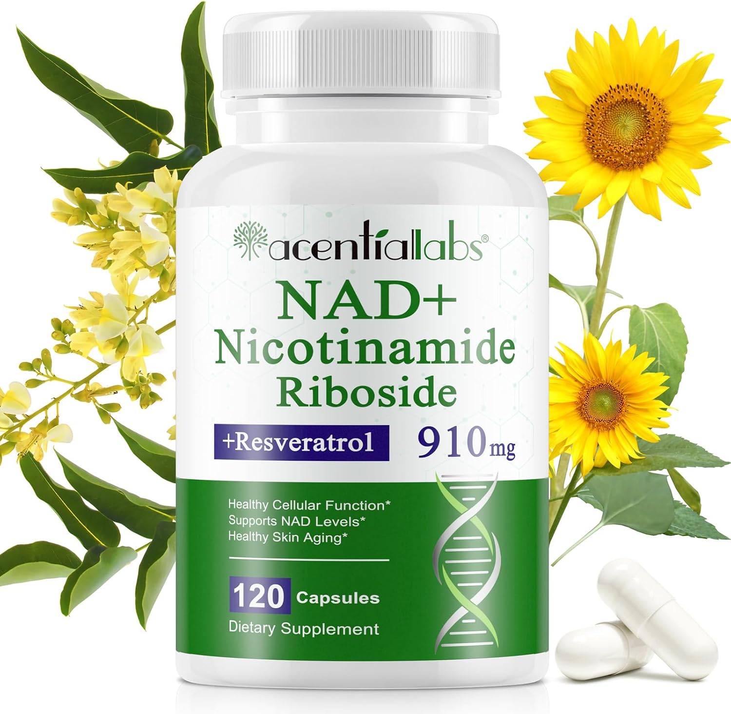 Detalle de NAD+ Liposomale Kapseln mit Resveratrol & Quercetin – NAD Booster 910 mg, 120 Stück, vegan