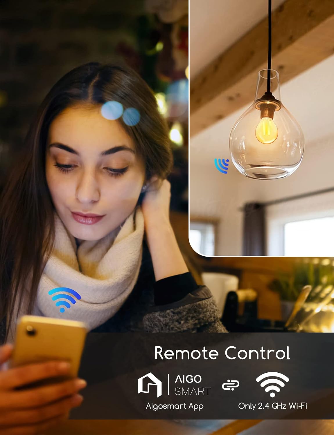 Detalle 1 de Aigostar Bombilla Inteligente Alexa E14 Globo ✨ 2 unidades
