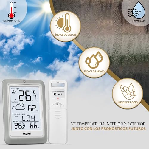 Thumbnail 2 de U UNNI Termómetro inalámbrico para interiores y exteriores con sensor remoto y retroiluminación