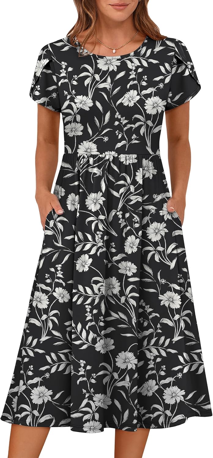 Thumbnail 6 de ANRABESS Women's Summer Short Sleeve A-Line Midi Dress with Pockets