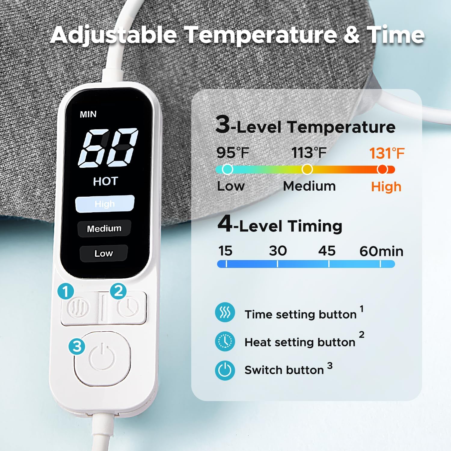 Detalle de Ezona Heated Eye Mask, USB Heated Eye Compress with Timer and Adjustable Heat