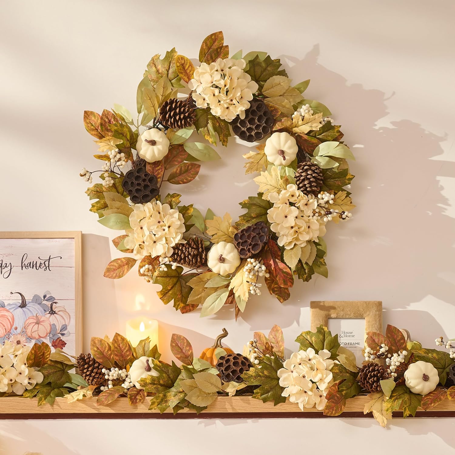 Detalle de DecorbyHannah Fall Wreath, 24-Inch