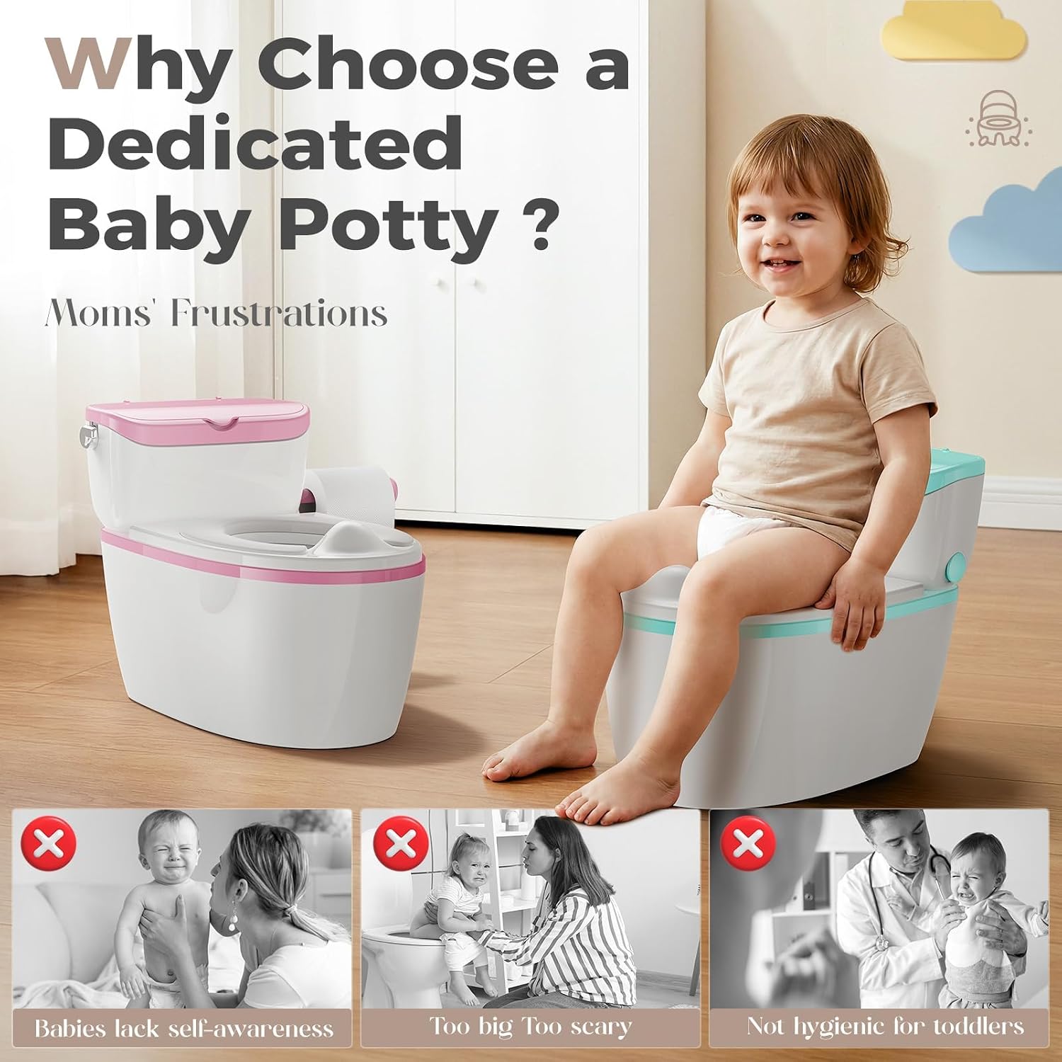 Detalle 2 de Basece Toddler Potty Training Toilet, 110 lb Capacity