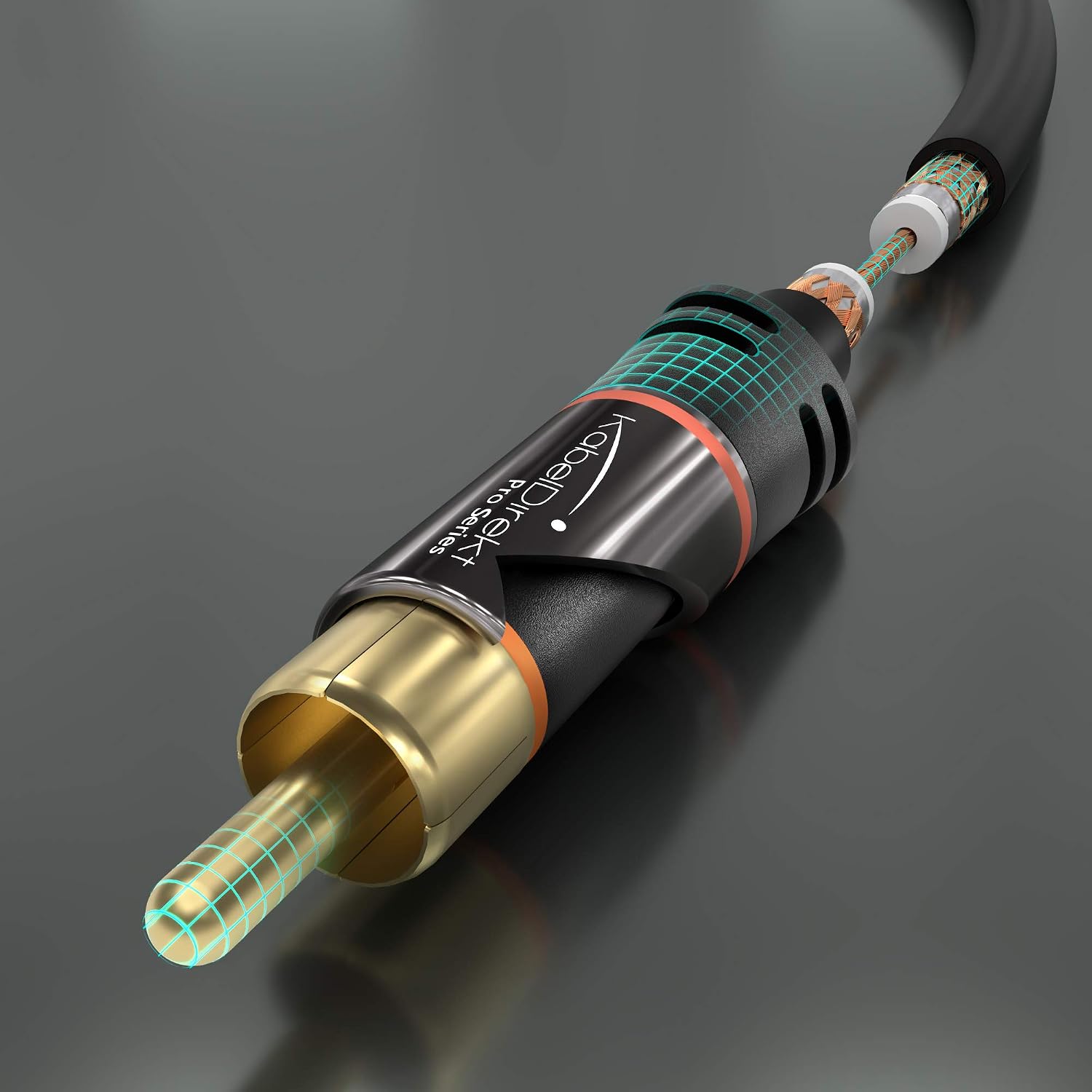 Detalle de KabelDirekt Cinch-Verlängerungskabel 3 m – Hybrid-Kabel für brillanten Ton, entwickelt in Deutschland