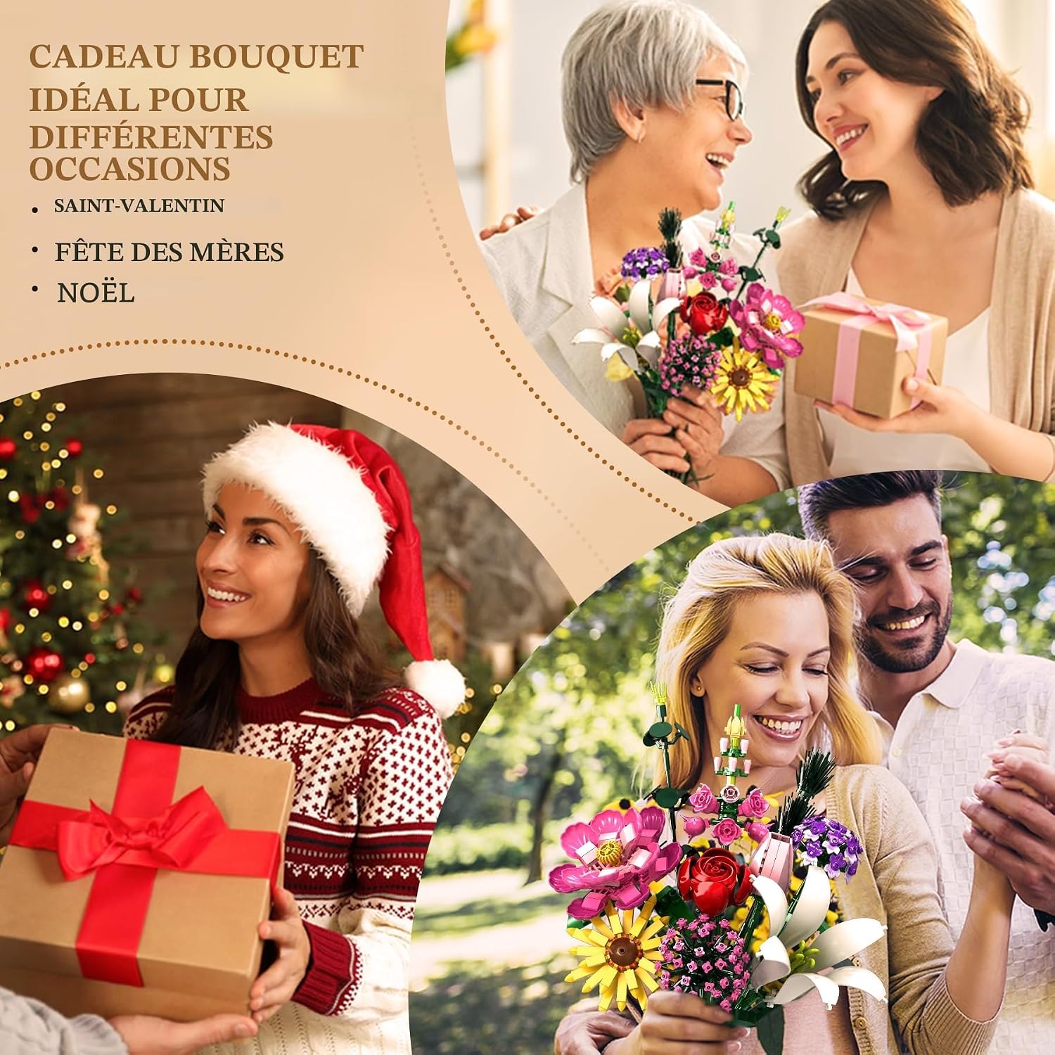 Detalle de Fête des Mères: Set bouquet de fleurs artificielles — 699 pièces, 10 variétés, décoration DIY pour maison et bureau