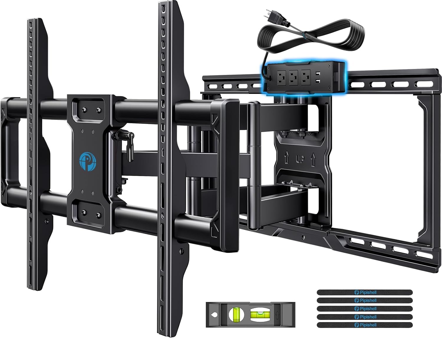 Detalle de Pipishell PILF19 Full Motion TV Wall Mount with Power Strip, 42–90-Inch TVs