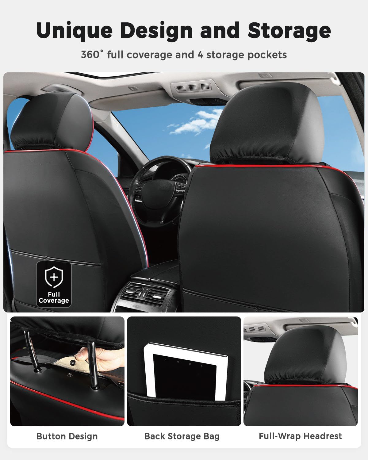 Detalle 2 de Huidasource Car Seat Covers Faux Leather