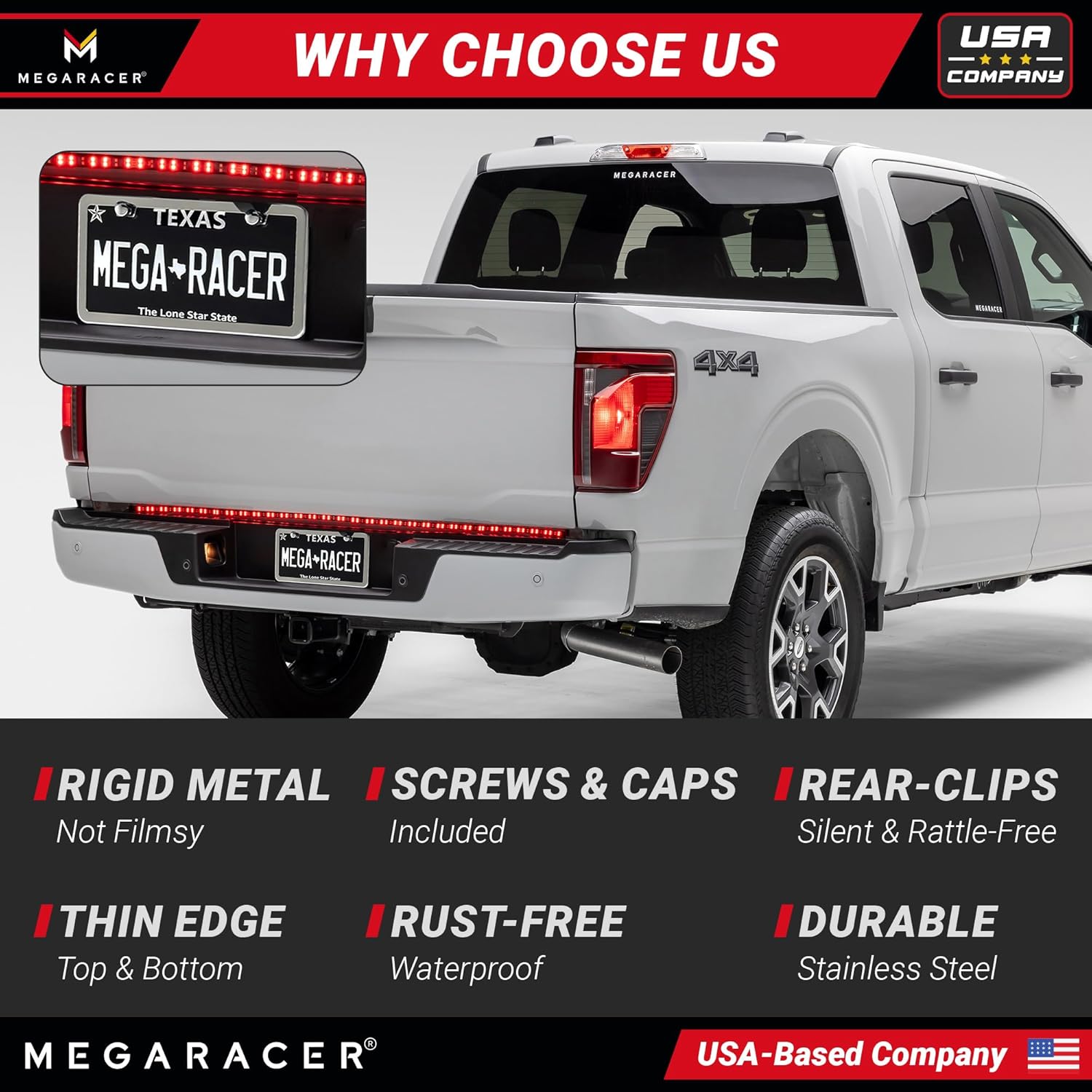 Thumbnail 6 de Polished Mirror Chrome Thin License Plate Frames (2-Pack) — Stainless Steel, Rattle-Free, Rust-Free, Street Legal