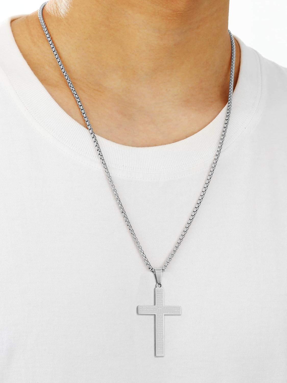 Thumbnail 2 de Aretas Kreuz Halskette für Herren, Jungen & Kinder – Kreuzanhänger mit 316L-Edelstahl, ca. 20 Zoll Kette