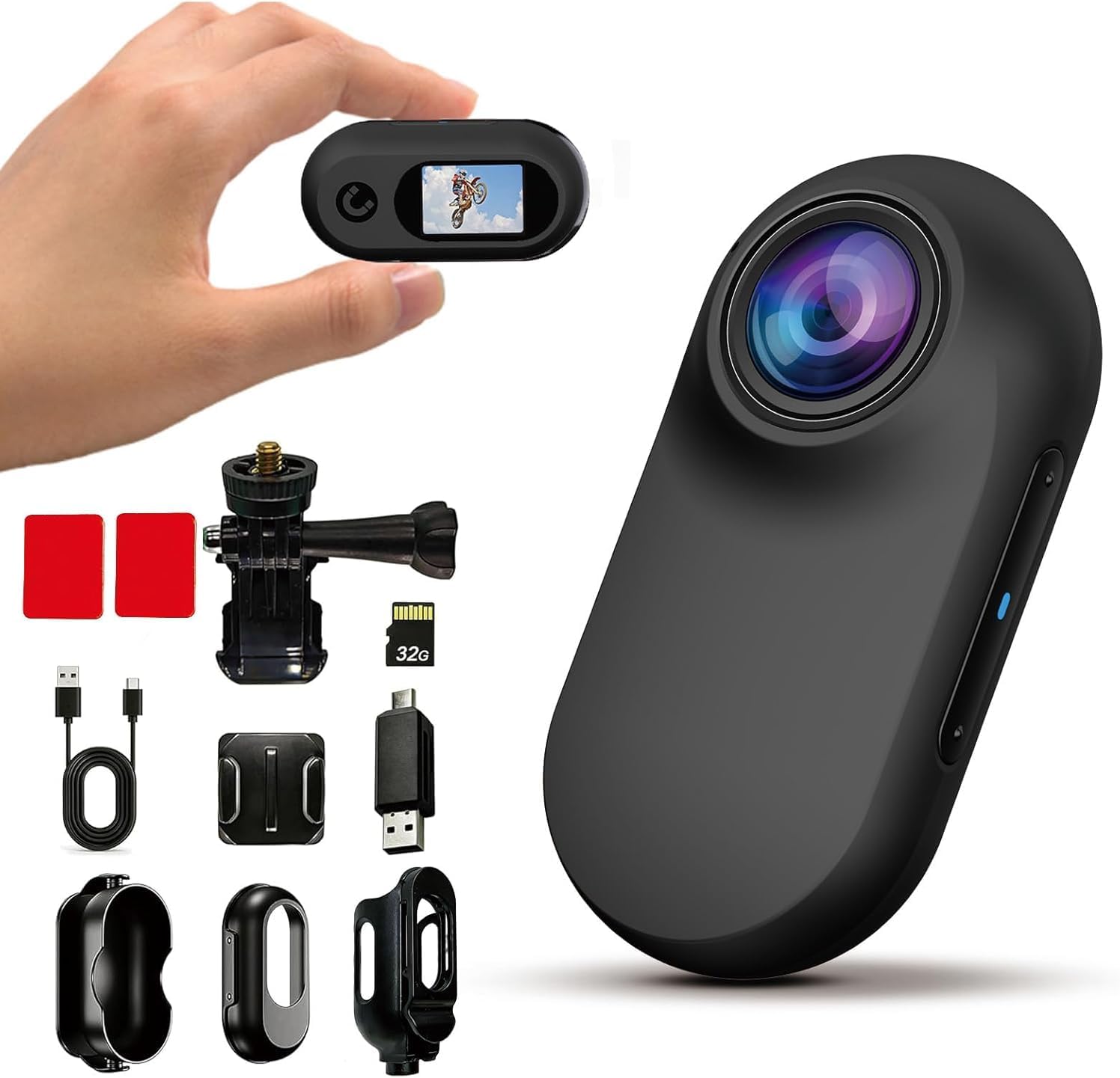 Detalle de Xilecam Mini Action Cam 1080P inkl. 32-GB-Speicherkarte – Helmkamera & Bodycam-POV in Schwarz