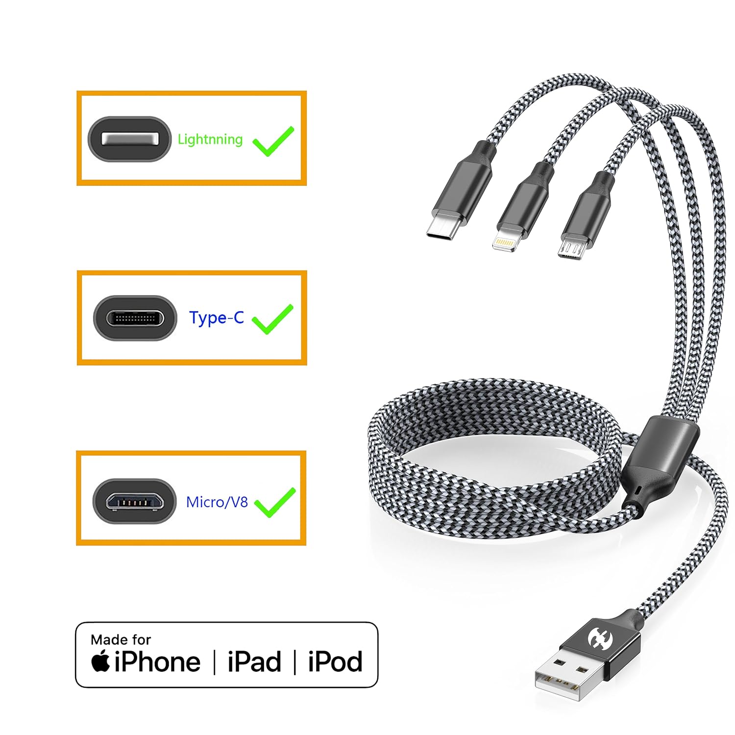 Thumbnail 6 de Xnewcable Multi Charging Cable 6ft 2-Pack — 3-in-1 cable 🔌