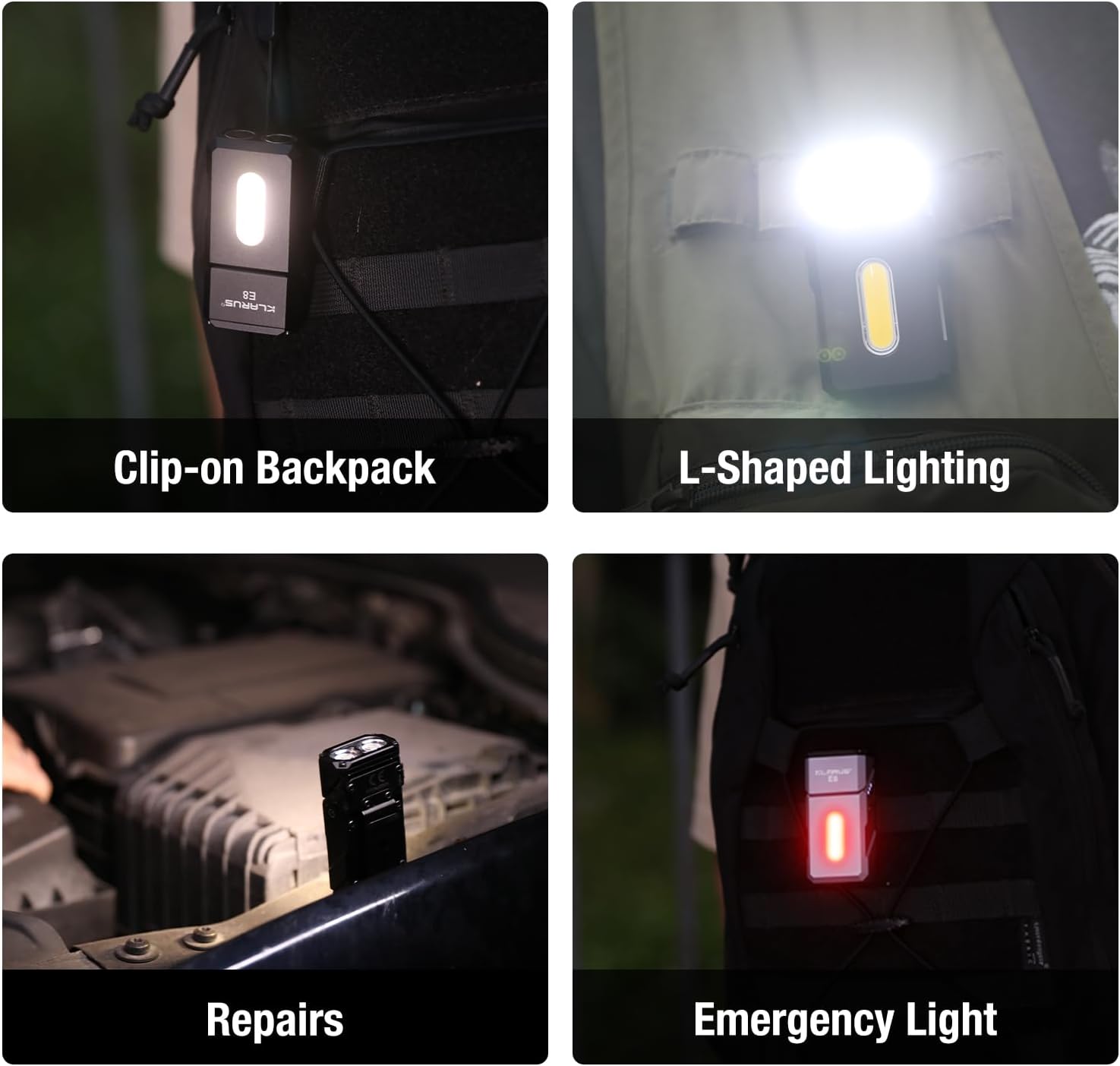 Thumbnail 6 de KLARUS E8 EDC : lampe torche rechargeable triple lumière, tête pivotante 180° et éclairage de travail