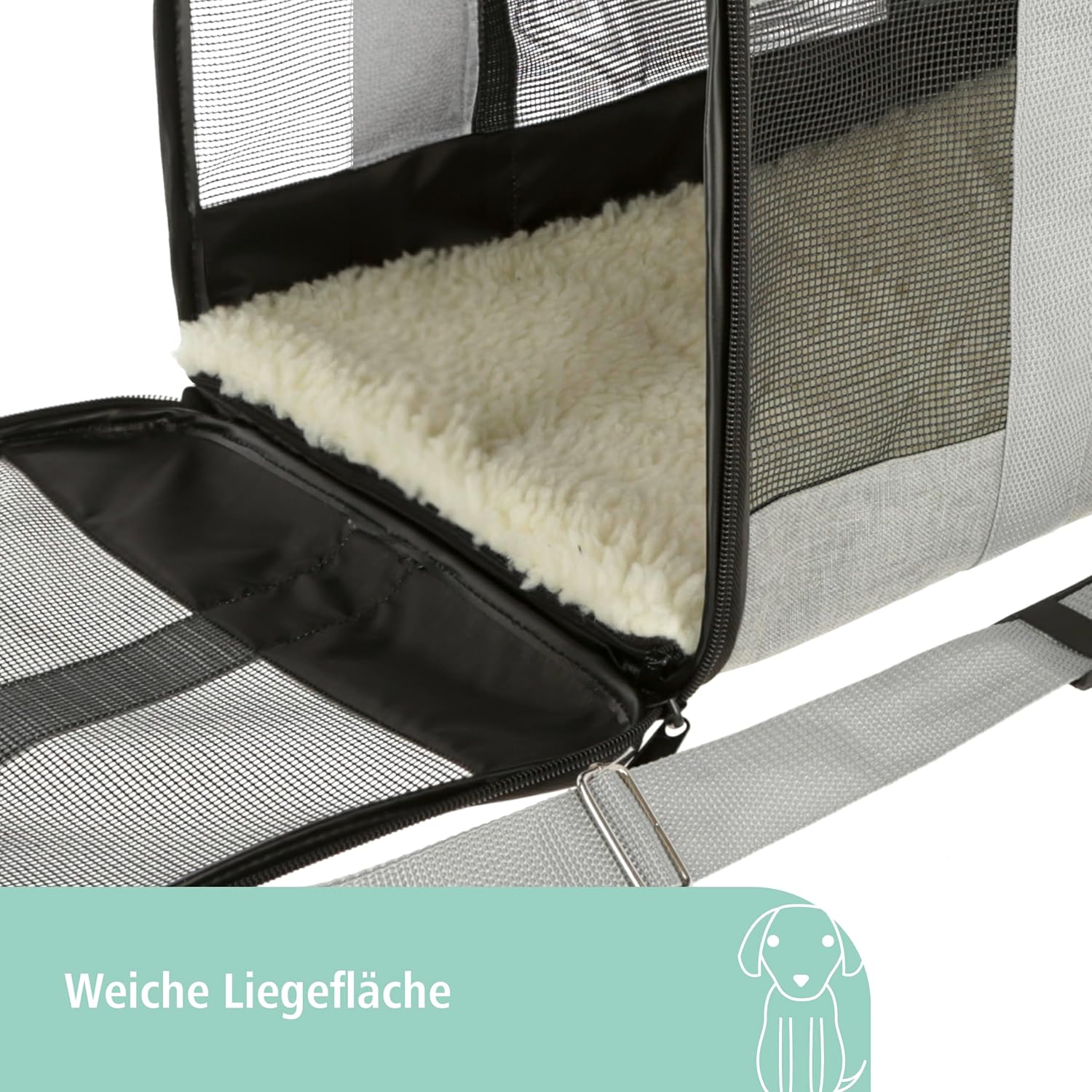 Thumbnail 5 de Kerbl Pet Tragetasche Casual – Hundetasche, grau, 41x28x29 cm