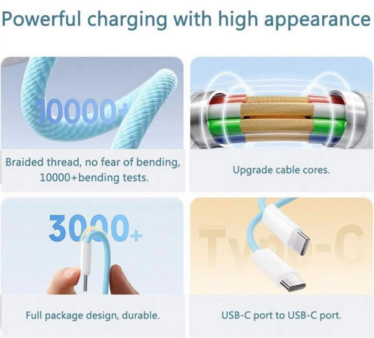 Thumbnail 3 de KK KENIK USB-C to USB-C Charger Cable (Nylon Braided) – Fast Charge up to 60W, 2m