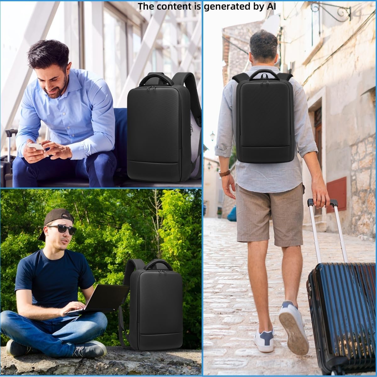 Thumbnail 6 de GYakeog Business-Rucksack für Herren mit Laptopfach bis 15,6 Zoll, wasserdicht – Schwarz
