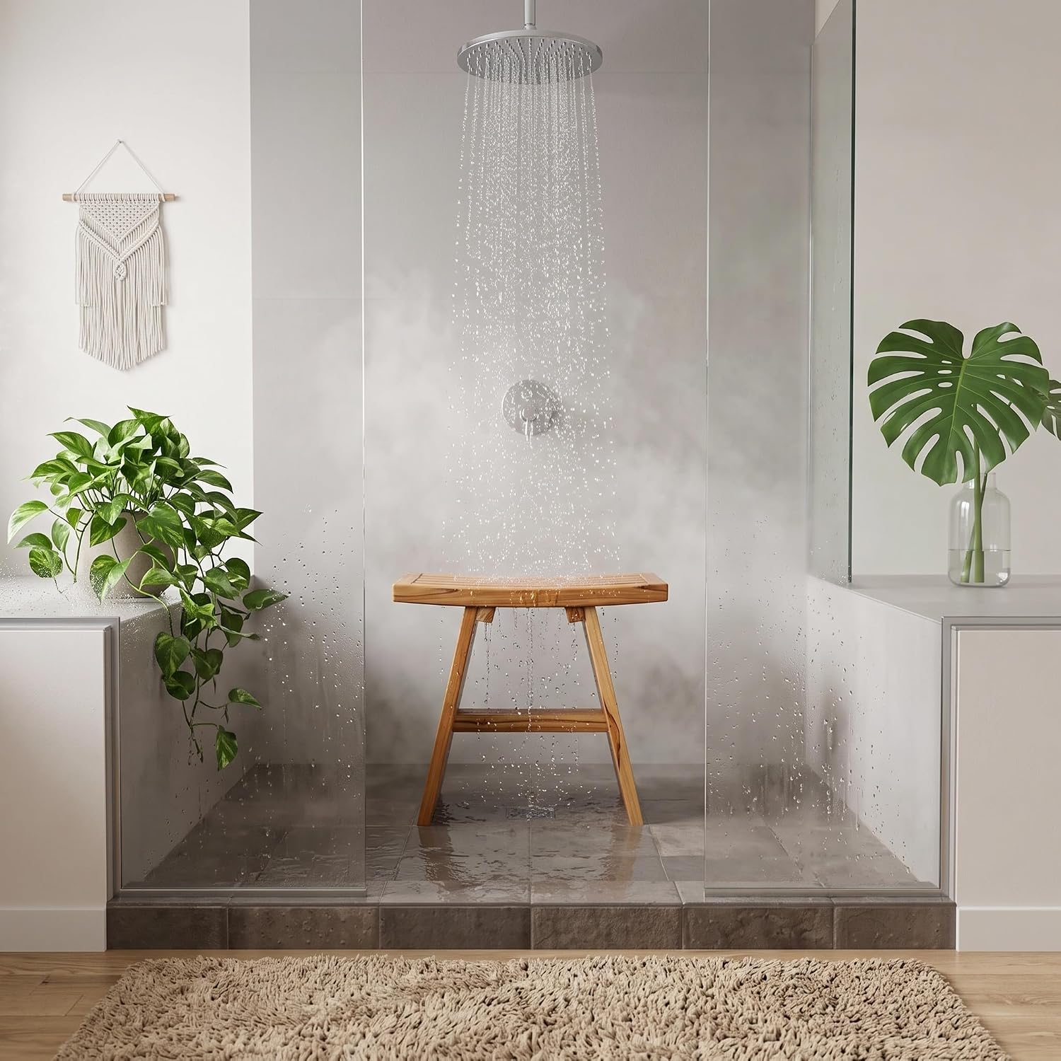 Thumbnail 2 de Jade Vine Jv-tb-001 Teak Shower Bench, Natural Wood Bath Seating