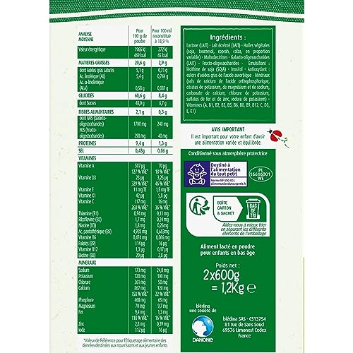 Detalle 2 de Blédilait Croissance 3ème âge – Lait en poudre 1 à 3 ans – Lot 3x1,2 kg (Gallia/Blédina)