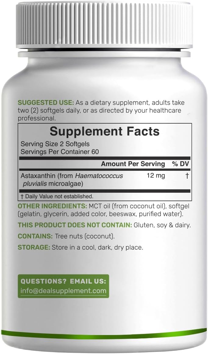 Detalle 2 de DEAL SUPPLEMENT Astaxanthin Supplement 12 mg