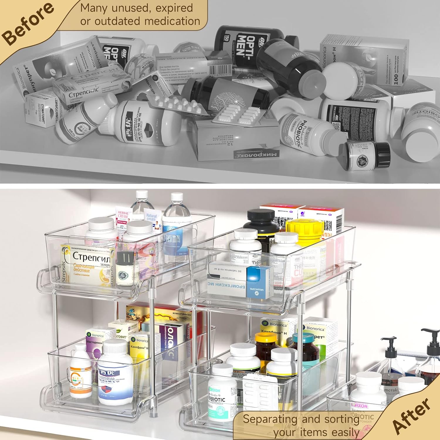 Thumbnail 2 de HIHEGD 2-Tier Bathroom Organizer with Dividers