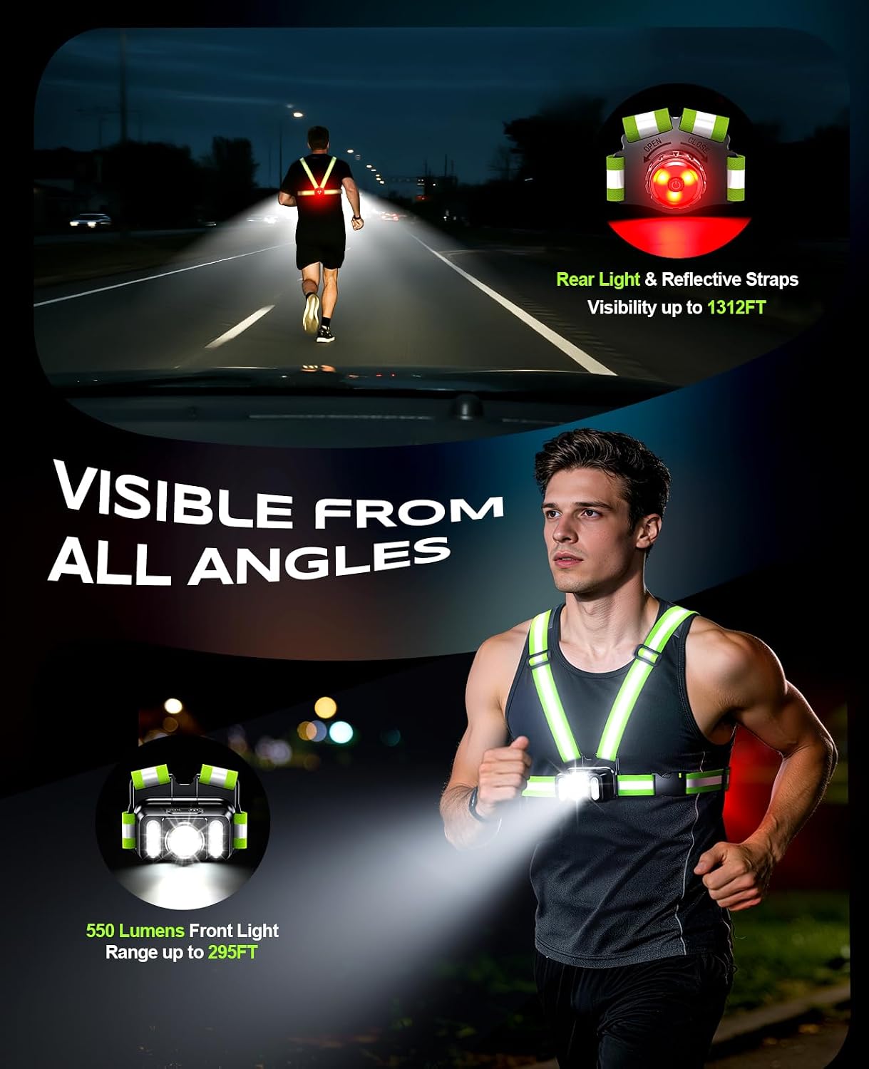 Detalle de SUYIWEE Running Light Vest, 550 Lumens