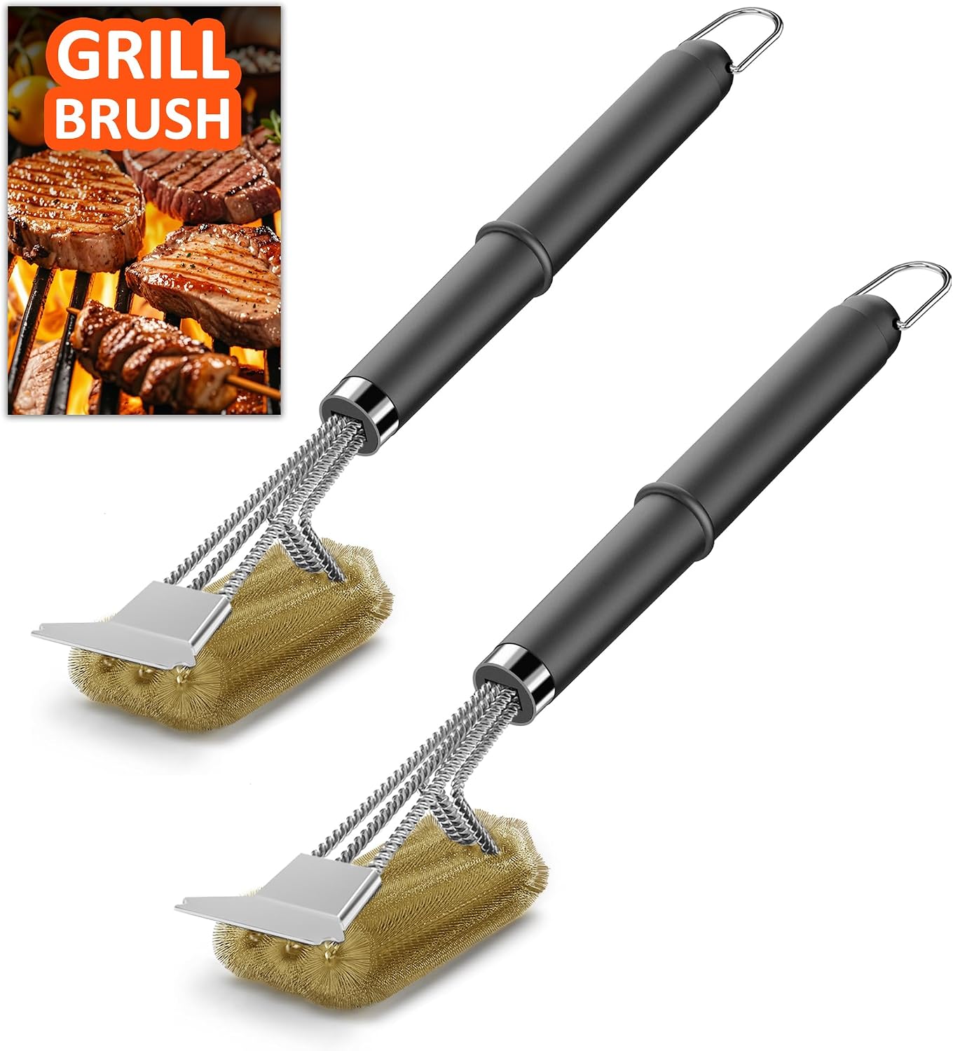 TNTOR Grillbürste Messing 2er Set für Rost